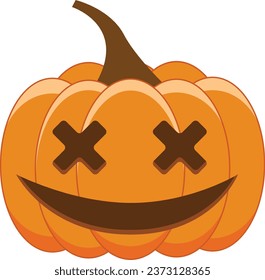 Expresión de calabaza de Halloween naranja. Emoticon para el evento de otoño y vacaciones en formato vectorial