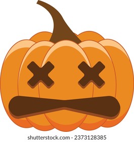 Expression of orange halloween pumpkin. Emoticon for autumn and holiday event in vector format