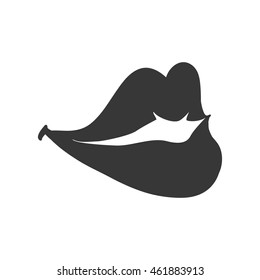 Expression and part of body concept represented by lips silhouette icon. Isolated and flat illustration