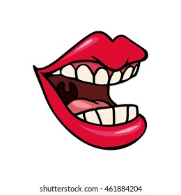 Expression and part of body concept represented by mouth and smile icon. Isolated and flat illustration