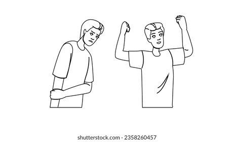 expression sad happy mood man vector. male smile, good guy, young bad expression sad happy mood man character. people black line illustration