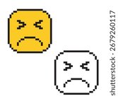 expression sad pixel art vector illustrations. emoji. emotion. 