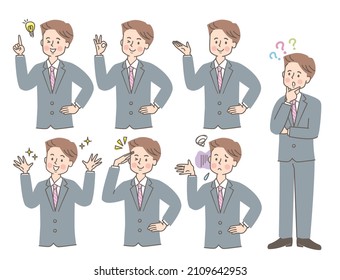Expression set of young man in suit