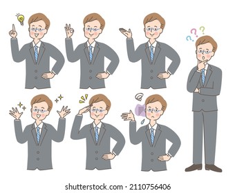 Expression set of young man in suit