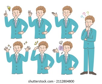 Expression set of young man in suit