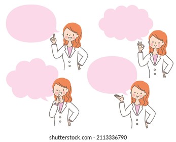 Expression set of young woman in suit