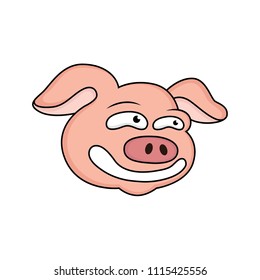 expression of a shy cartoon of pig