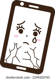 La expresión de un smartphone que tiene problemas con una grieta en el cristal líquido