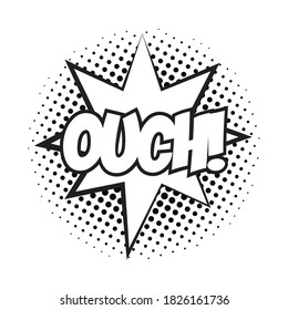 expression splash with ouch word pop art line style vector illustration design