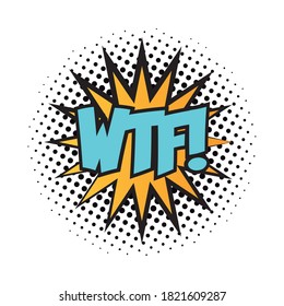 expression splash with wtf word pop art fill style vector illustration design