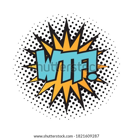 expression splash with wtf word pop art fill style vector illustration design