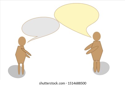 The expression of two people who are talking