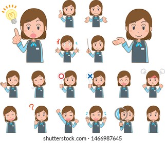 Expression variation set of women working in the office