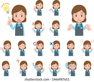 Expression variation set of women working in the office