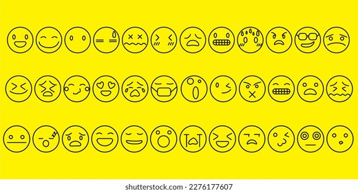 expression vector emoji all emoji in 1 yellow frame. 