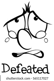 Expression wordcard for defeated illustration