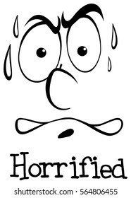 Expression wordcard for horrified illustration