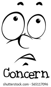 Expression wordcard for word concern illustration
