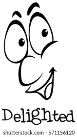 Expression wordcard with word delighted illustration