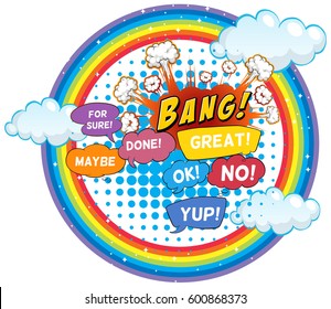 Expression words on round rainbow illustration