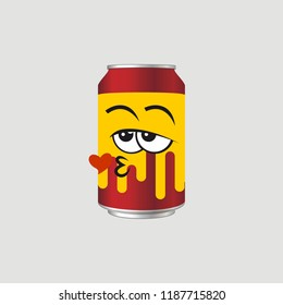 the expression of a yellow can bottle kissed. Vector illustration