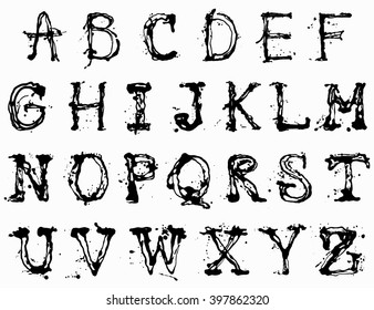 Expressionism style type font, hand drawn typography ,Vector illustration