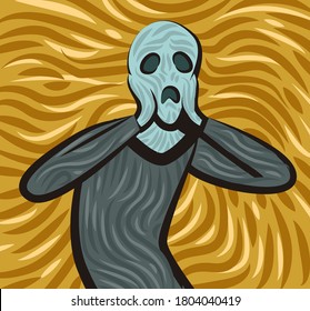 expressionist design of a shouting worried man