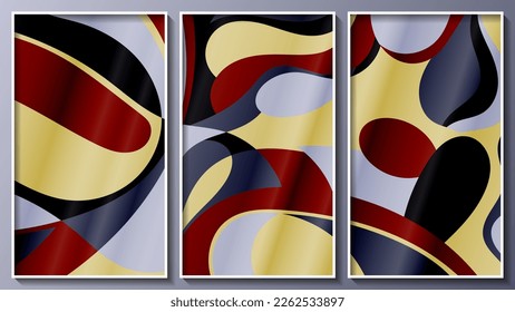 Típtico expresionista colorido y abstracto visto. Un hermoso panel para decoración interior, diseños corporativos, blogs, postales, afiches y tus otros proyectos. Vector. 