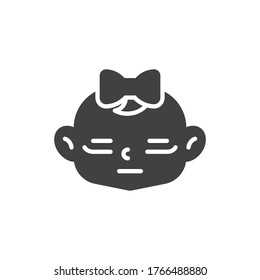 Icono de vector de cara de bebé sin expresión. signo plano relleno para concepto móvil y diseño web. Cara bebé con ojos cerrados icono de glifo. Símbolo, ilustración del logotipo. Gráficos vectoriales