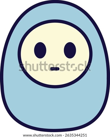 Expressionless cute doll icon with neutral face in flat style