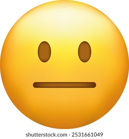 Emoji sem expressão. Rosto reto, emoticon com linha neutra de olhos e boca