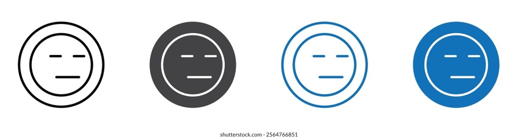 Expressionless icon flat editable icon mark set.
