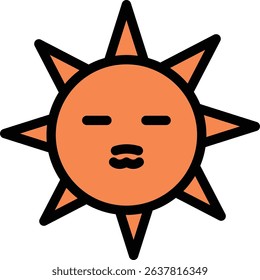 Expressionless Sun Face Vector Illustration