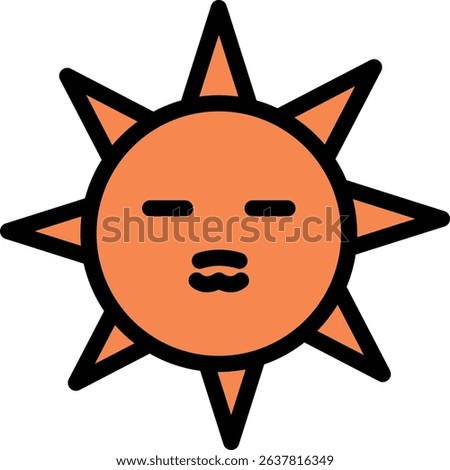 Expressionless Sun Face Vector Illustration