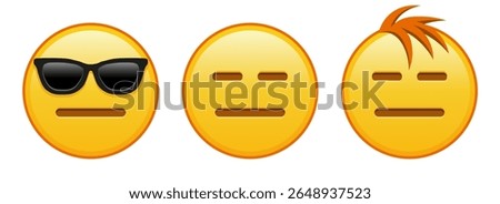 Expressionless yellow face Set of three emoji