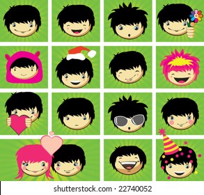 Expressions of boy's fa?e, vector