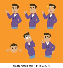 expressions cartoon young guy vector