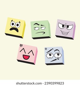 expressions colorful squares emoticons. can be used for stickers, t-shirts, etc