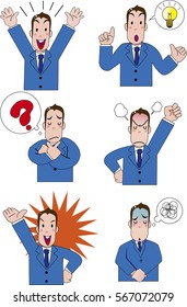 Expressions and poses of businessmen