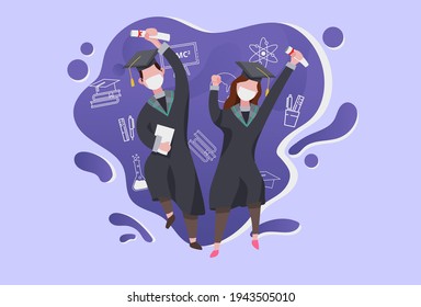expressions of students who graduated with joy at the time of the pandemic