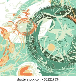 expressive abstract artistic background made in neo-grunge style, hand drawn textures and brushes