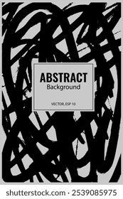 Fondo abstracto expresivo, pinceladas, pintura negra, Vector dibujado a mano alzada