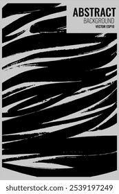 Expressive abstract background, brush strokes, black paint, freehand drawn vector