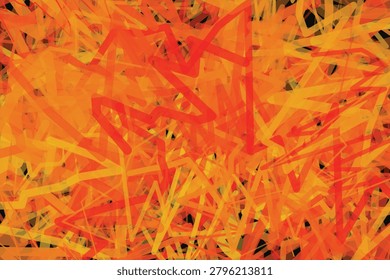 Expressive abstract background composed of a chaotic cluster of bright orange, red, and golden paint brush layers over a fiery high-energy backdrop.