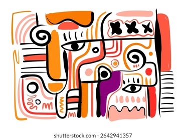 expressive abstract face art composition with a dominant light blue and white figure