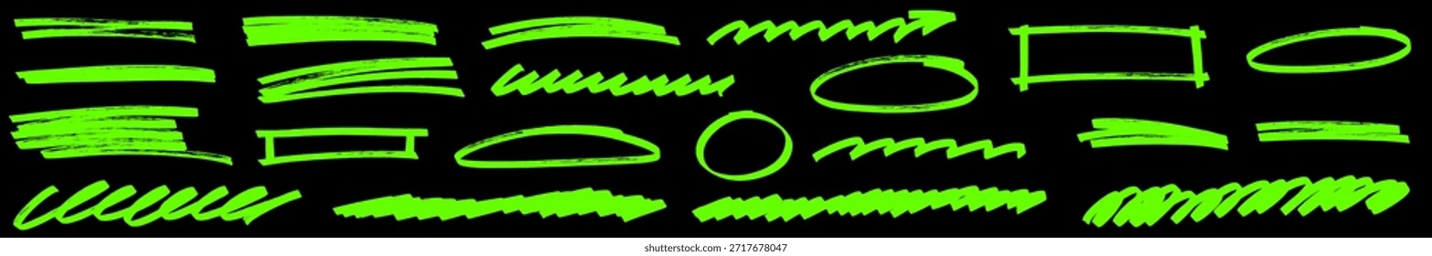 Expressive abstract shapes made with marker strokes on paper, where highlight guides the line flow. Each underline on paper adds marker contrast and highlight focus to the textured line underline.