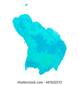 Expressive abstract watercolor stain with splashes and drops of blue color. Design background for banner and flyers