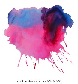 Expressive abstract watercolor stain with splashes and drops multicolor. Design background for banner and flyers
