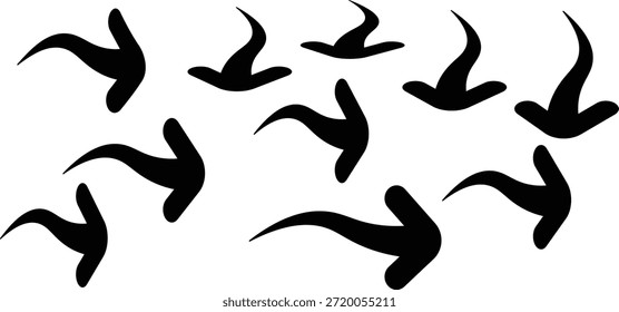 Expressive arrow doodle set with bold curved directional shapes for creative modern vector graphics