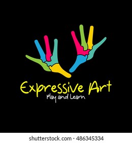 Expressive art logo design template. vector illustration